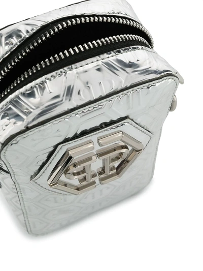 Shop Philipp Plein Logo-embossed Crossbody Bag In Silver
