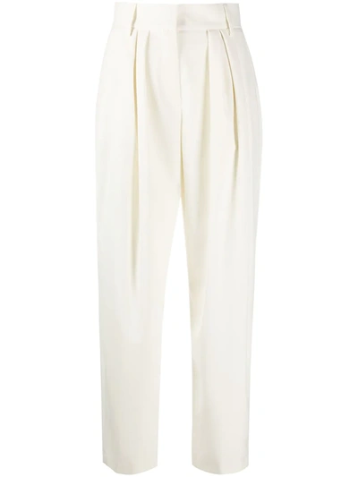 Shop Msgm High-waisted Wide-leg Trousers In White