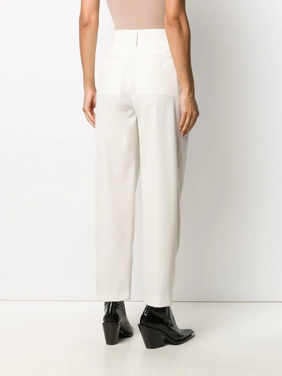 Shop Msgm High-waisted Wide-leg Trousers In White