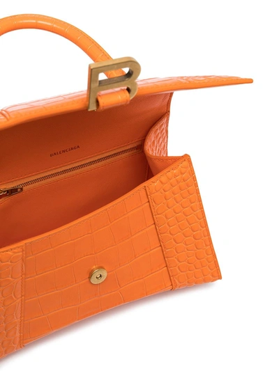 Balenciaga Small Croco Embossed Hourglass Handbag In Orange | ModeSens