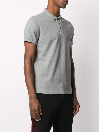 Shop Moncler Short-sleeve Poplin Polo Shirt In Grey