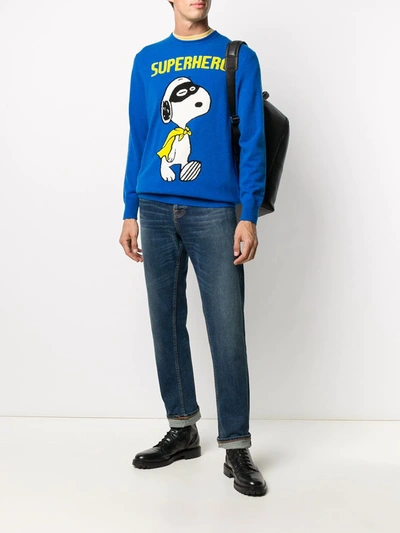 Shop Mc2 Saint Barth Snoopy Superhero Crewneck Jumper In Blue