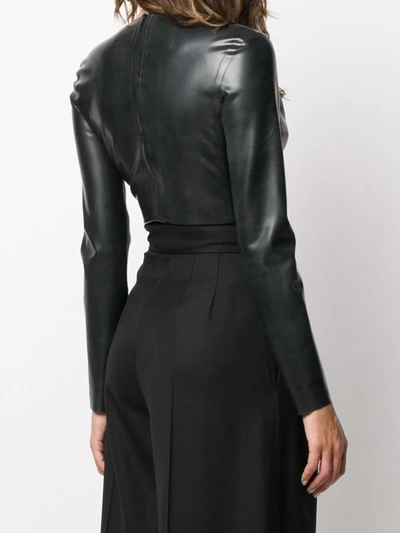 Shop Saint Laurent Deep V-neck Latex Bodysuit In Black