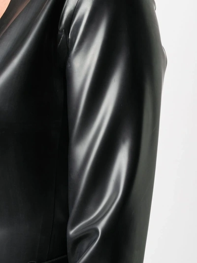 Shop Saint Laurent Deep V-neck Latex Bodysuit In Black