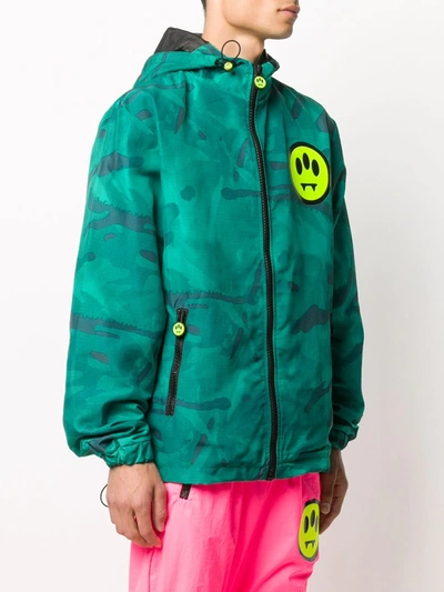 Shop Barrow Smiley-print Hooded Jacket In Green