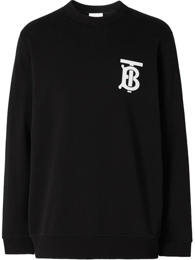 Shop Burberry Monogram Logo Cotton Sweatshirt In Black