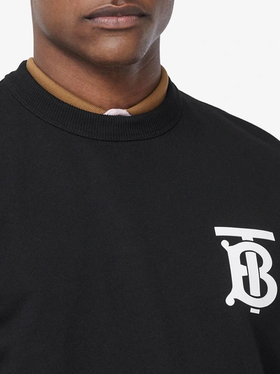 Shop Burberry Monogram Logo Cotton Sweatshirt In Black