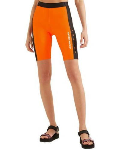 Shop Ambush Woman Shorts & Bermuda Shorts Orange Size 2 Polyester, Polyurethane