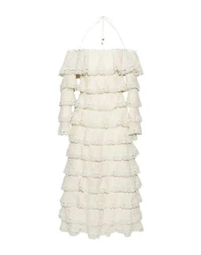 Shop Zimmermann Midi Dresses In Ivory