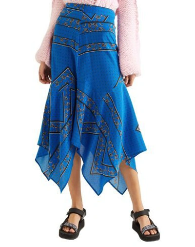 Shop Ganni Midi Skirts In Bright Blue