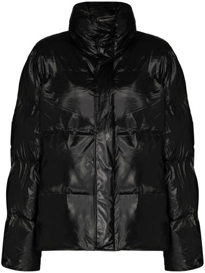 Shop Rains Boxy-fit Puffer Jacket In Black