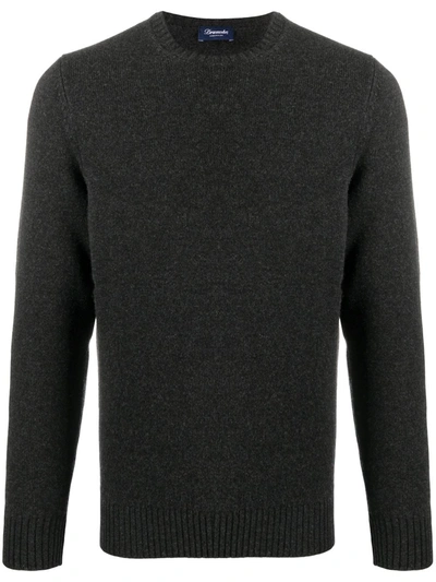 Drumohr Rib-trimmed Cashmere Jumper In Grey
