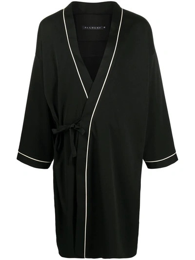 Shop Alchemy Long-sleeve Tie Robe In Black
