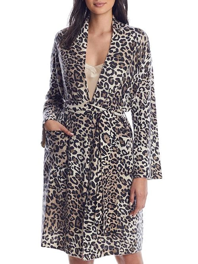 Shop Arlotta Cashmere Bell Sleeve Robe In Leopard