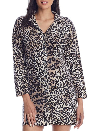 Shop Arlotta Cashmere Sleep Shirt In Leopard