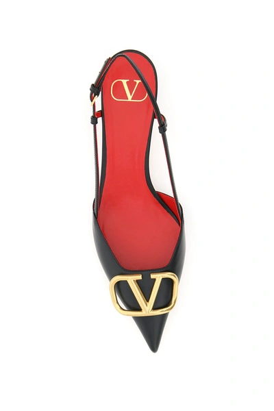 Shop Valentino Garavani Vlogo Leather Slingback In Nero