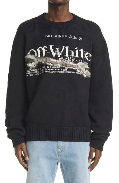 Shop Off-white Pascal Tool Intarsia Wool Blend Sweater In Black White