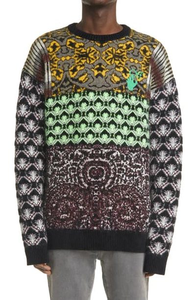 Shop Off-white Arrow Jacquard Sweater In Grey Green