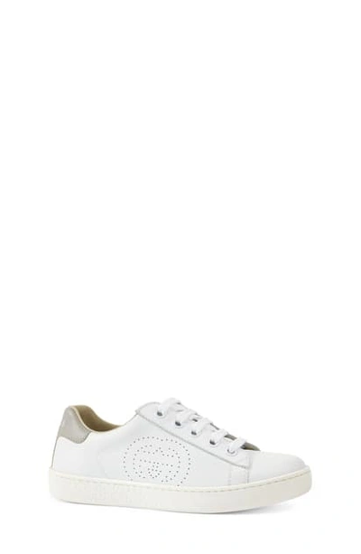 Shop Gucci Perforated Logo Sneaker In White/ Sky Blue