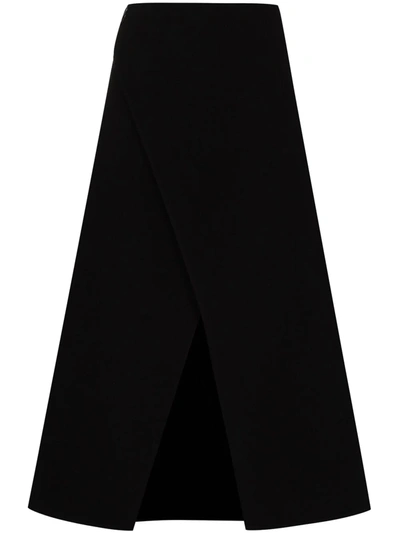 Shop Givenchy Wraparound-style Midi Skirt In Black