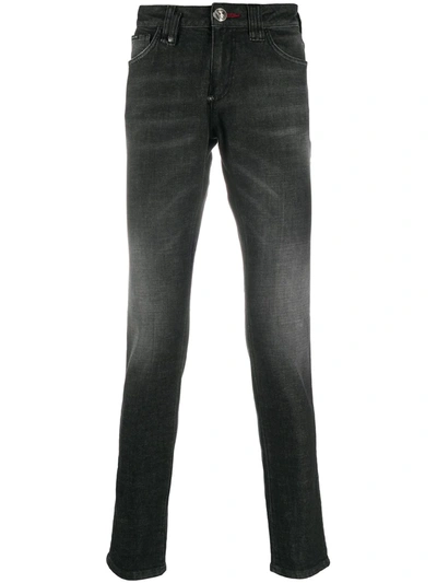 Shop Philipp Plein Mid-rise Slim Fit Jeans In Grey