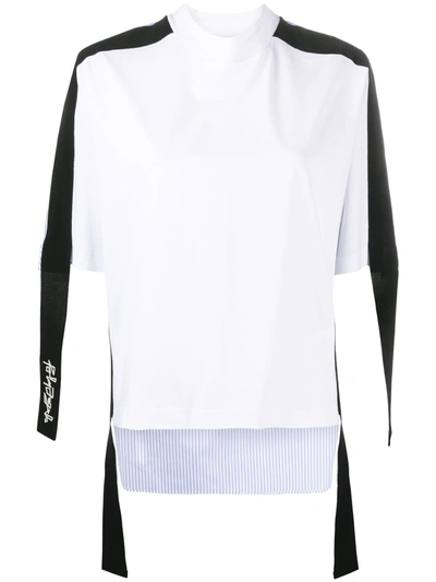 Shop Palm Angels Contrasting Panel Detail Shirt In White
