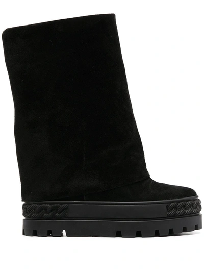 Shop Casadei Renna Wedge Boots In Black