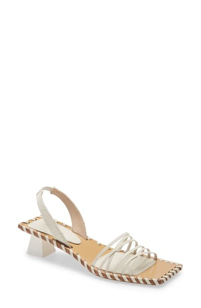 Shop Jacquemus Valerie Whipstitch Slingback Sandal In Off White