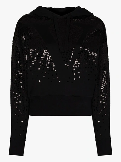 Shop Valentino Vlogo Sequinned Hoodie In Black