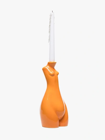 Shop Anissa Kermiche Orange Tit For Tat Tall Earthenware Candlestick