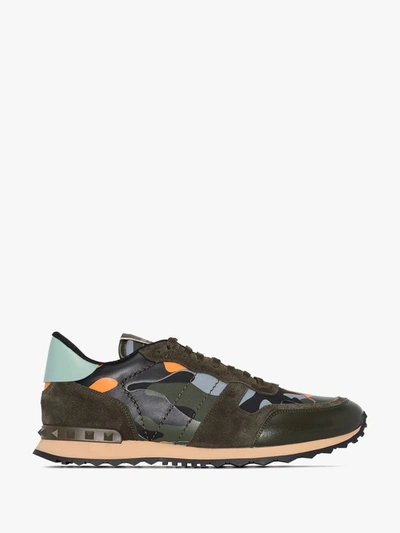 Shop Valentino Multicoloured Rockrunner Camouflage Sneakers In Green
