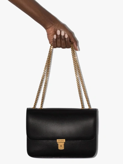 Shop Saint Laurent Black Tuc Leather Shoulder Bag