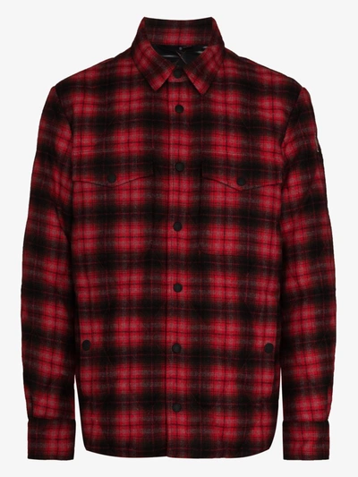 Shop Moncler Red Briere Check Quilted Shirt Jacket