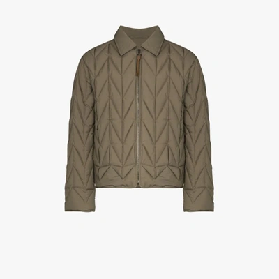 Shop Ferragamo Zipped Padded Jacket In Green