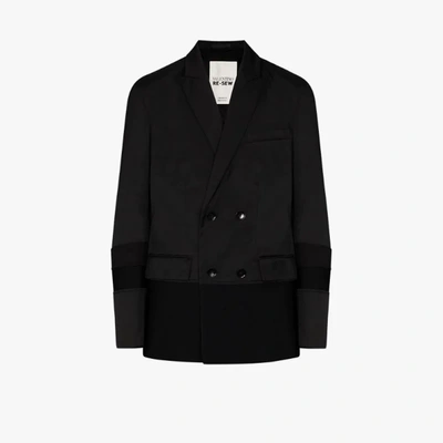 Shop Valentino Double-breasted Panelled Blazer In Black