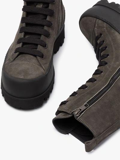 Shop Ann Demeulemeester Green Suede Ankle Boots