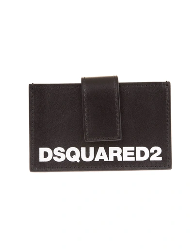 Shop Dsquared2 Woman Black  Card Holder With Strap In Nero/bianco