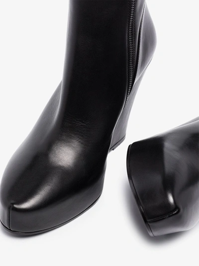 Shop Ann Demeulemeester Black 125 Wedge Leather Ankle Boots