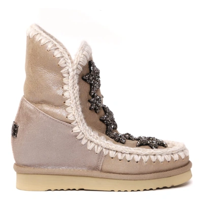 Shop Mou Bronze Crystal Stars Mutton Ankle Boots