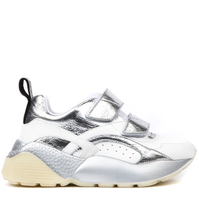 Shop Stella Mccartney Silver Color Metallic Eco-leather Sneakers In Wht/sil/wt/wt/ag/blk