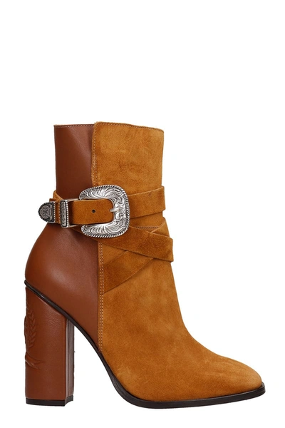 Shop Tommy Hilfiger High Heels Ankle Boots In Leather Color Suede And Leather