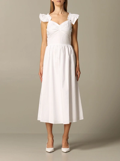 Shop Michael Michael Kors Dress  Dress With Ruffle Suspenders In White