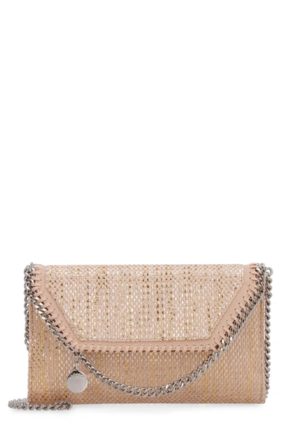 Shop Stella Mccartney Falabella Woven Chenille Mini Crossbody Bag In Pink