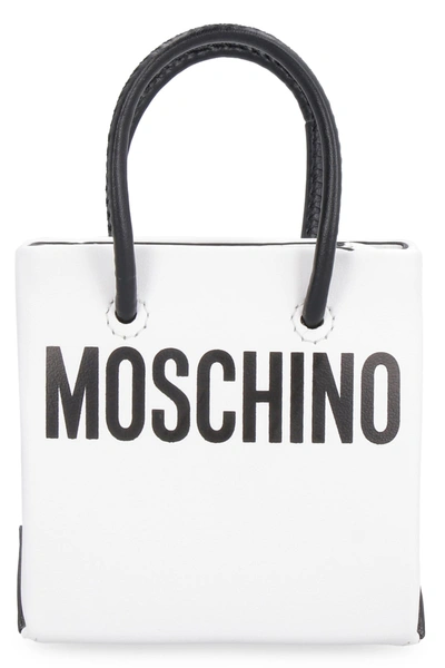 Shop Moschino Leather Mini Bag In White