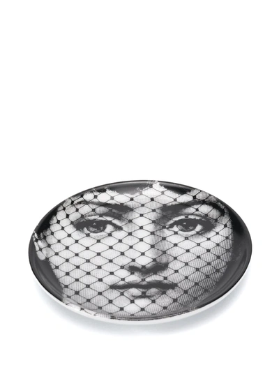 Fornasetti Face Print Saucer In Black