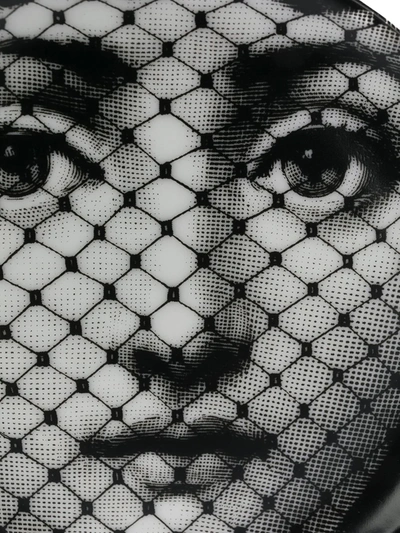 Fornasetti Face Print Saucer In Black