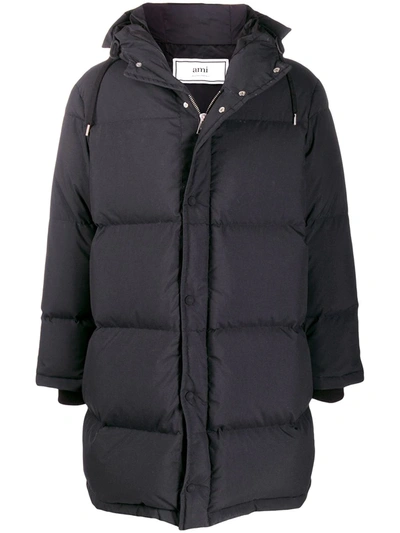 Shop Ami Alexandre Mattiussi Mid-length Down Jacket In Black