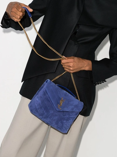 Shop Saint Laurent Loulou Quilted Shoulder Bag In Blue