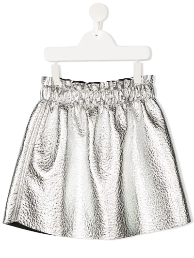 Shop Andorine Wrinkled Metallic Effect Skirt In Silver