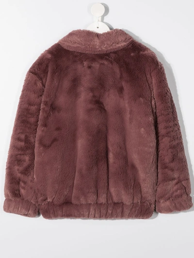 Shop Andorine Zipped Faux-fur Jacket In Purple